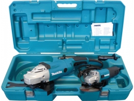 Makita 2 Winkelschleifer im Koffer: GA9020R, 230mm 2200W, 6600 min-1 und: 9558NBR, 125mm, 840W, 11000 min-1, 1 Schruppscheibe 125mm, Transportk.