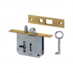 Einsteck-Hakenriegelschloß 2173 D20 DL Dreizuhaltungsschließung mit 1 Schlüssel Messing-Stulp kantig