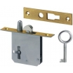 Einsteck-Hakenriegelschloß 2212 D15 DL Dreizuhaltungsschließung mit 1 Schlüssel Messing-Stulp kantig